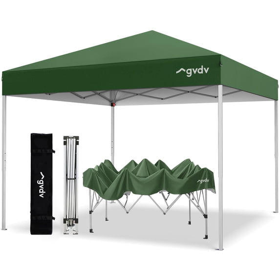 GVDV Canopy Tent, 10x10 ft Easy Pop up Outdoor Canopy Tent, Portable Straight Leg Gazebo Instant Canopy