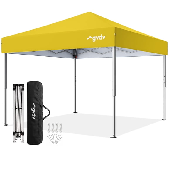 GVDV Canopy Tent, 10x10 ft Easy Pop up Outdoor Canopy Tent, Portable Straight Leg Gazebo Instant Canopy