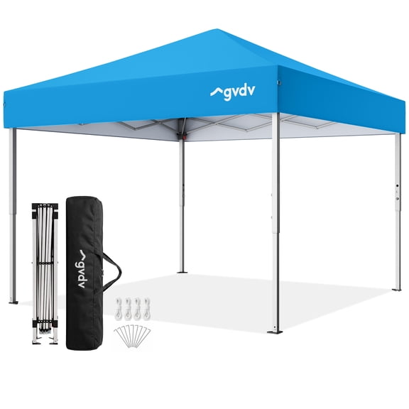 GVDV Canopy Tent, 10x10 ft Easy Pop up Outdoor Canopy Tent, Portable Straight Leg Gazebo Instant Canopy