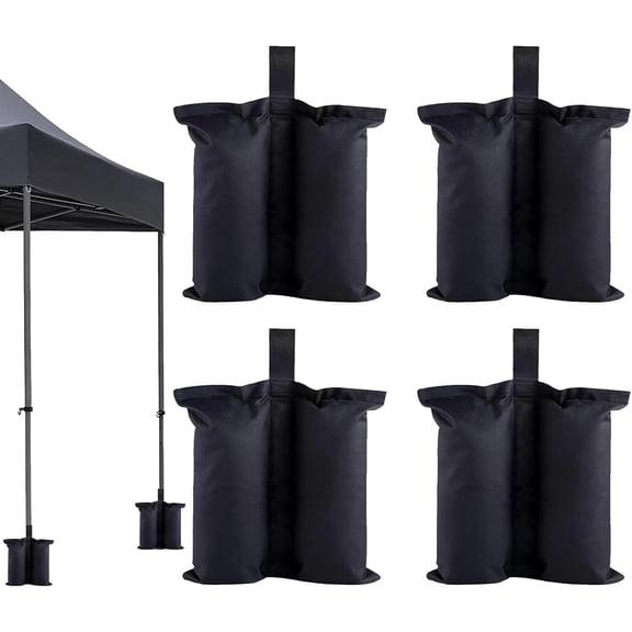 GVDV Canopy Weights Sand Bags, 4-Pack Sand Bags for Weight Outdoor Advertising Tent Sunshade Fixed Windproof Pop up Canopy Tent Weights (Black)