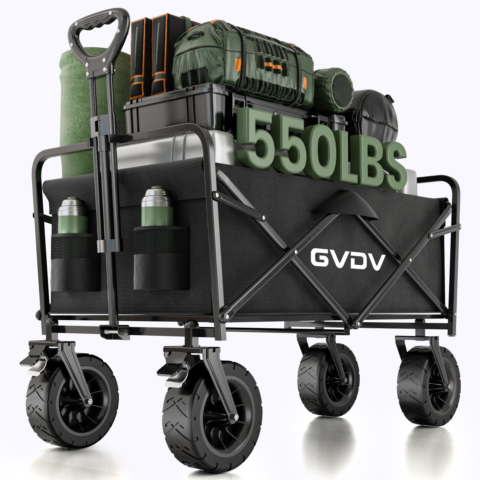 VECUKTY Collapsible Garden Wagon Cart with Removable Canopy