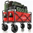 thumbnail image 1 of GVDV Collapsible Folding Wagon, 560LBS Large Heavy Duty Utility Cart with All-Terrain Wheels and Adjustable Handles for Shopping, Camping, Sports, Outdoor, Beach, Red, 1 of 9