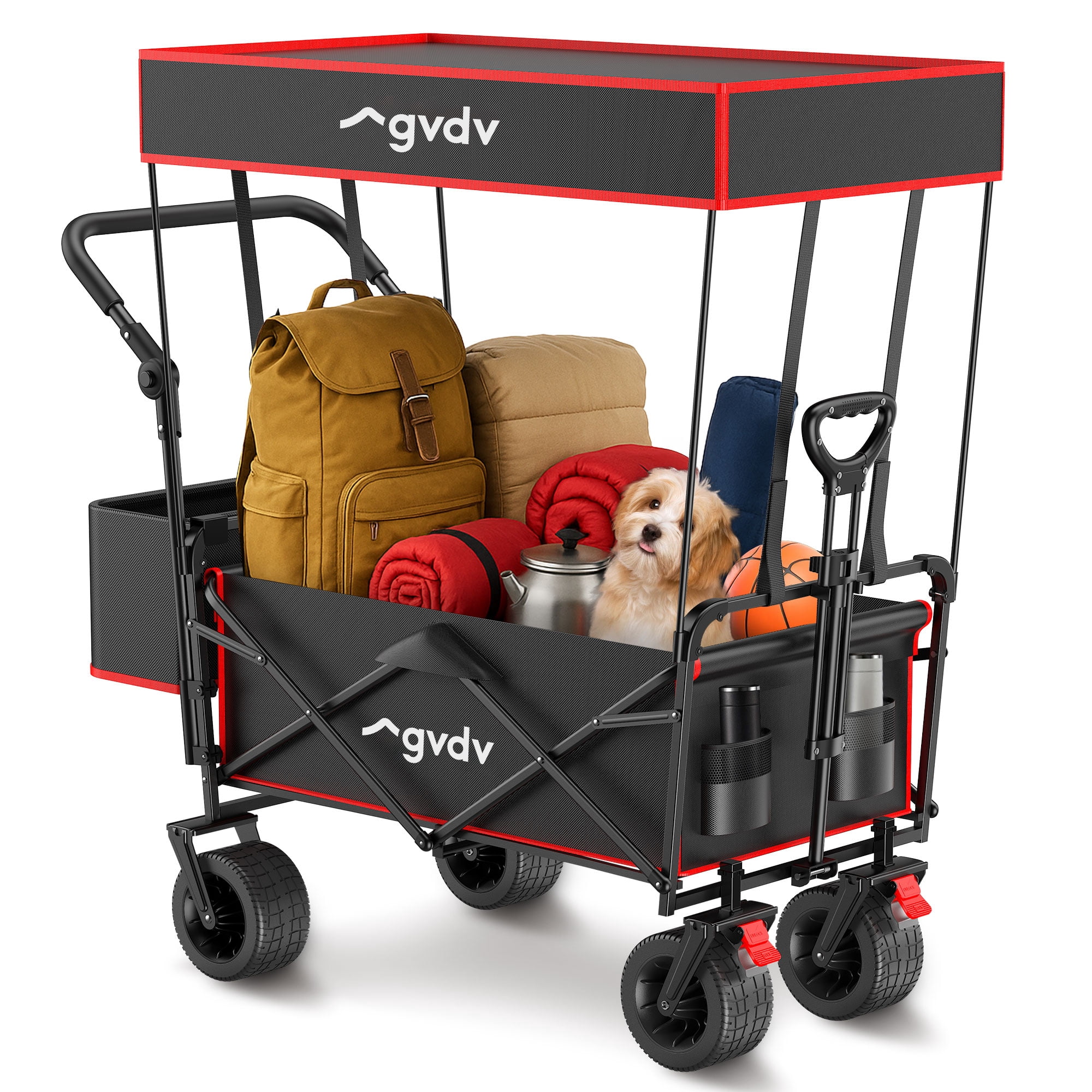 GVDV Collapsible Wagon Cart, Removable Canopy, Foldable Utility