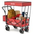 thumbnail image 1 of GVDV Collapsible Wagon Cart with Removable Canopy, Foldable Utility Cart with All-terrain Wheels, Versatile Folding Wagon for Kids, Grocery, Shopping and Camping, Red, 1 of 8