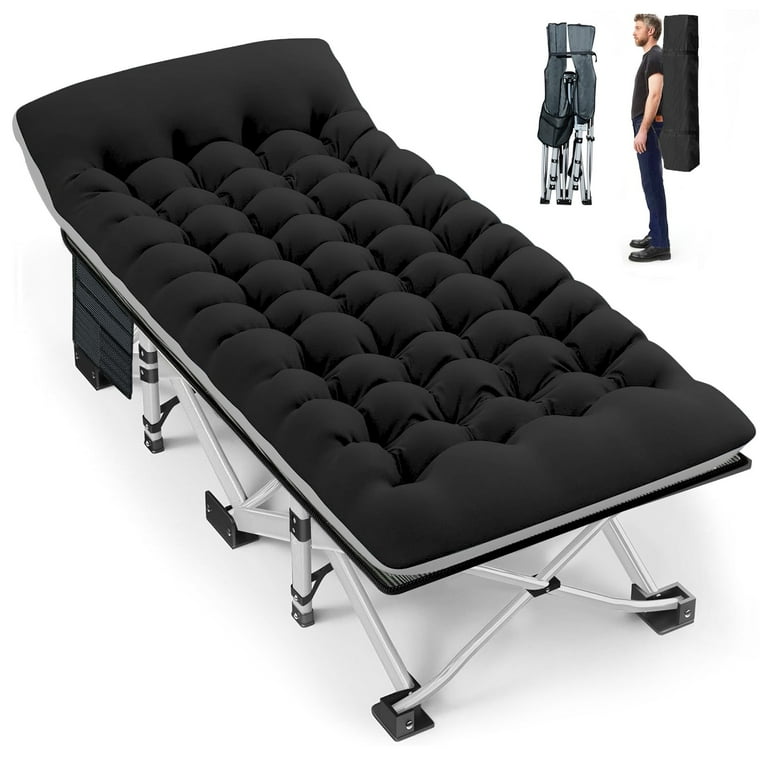 Portable Camping Cot For Adults With Removable Mattress - 4-Position Reclining Heavy Duty Bed 330lb Capacity