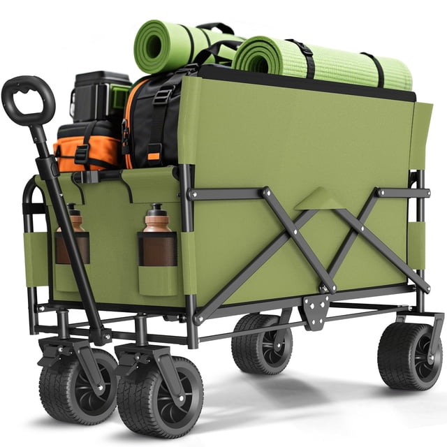 GVDV Heavy Duty Folding Wagon with Bench Seat – 580lbs Large ...