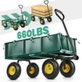 thumbnail image 1 of GVDV Heavy Duty Steel Garden Cart with Liner, 660lbs Capacity, 3 Cu ft, 10" All-Terrain Wheels, Black/Green – Durable Utility Cart for Yard Work, Hauling, and Outdoor Use, 1 of 9