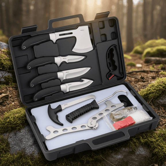 GVDV Hunting Knife Set for Hunting, Fishing, Camping, 14 Pieces