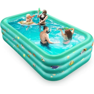 GVDV Inflatable Pool, 9.83 x 6 x 1.83 ft Family Swimming Pools for Kids, Toddlers, Infant, Adult, Rectangular, Thickened