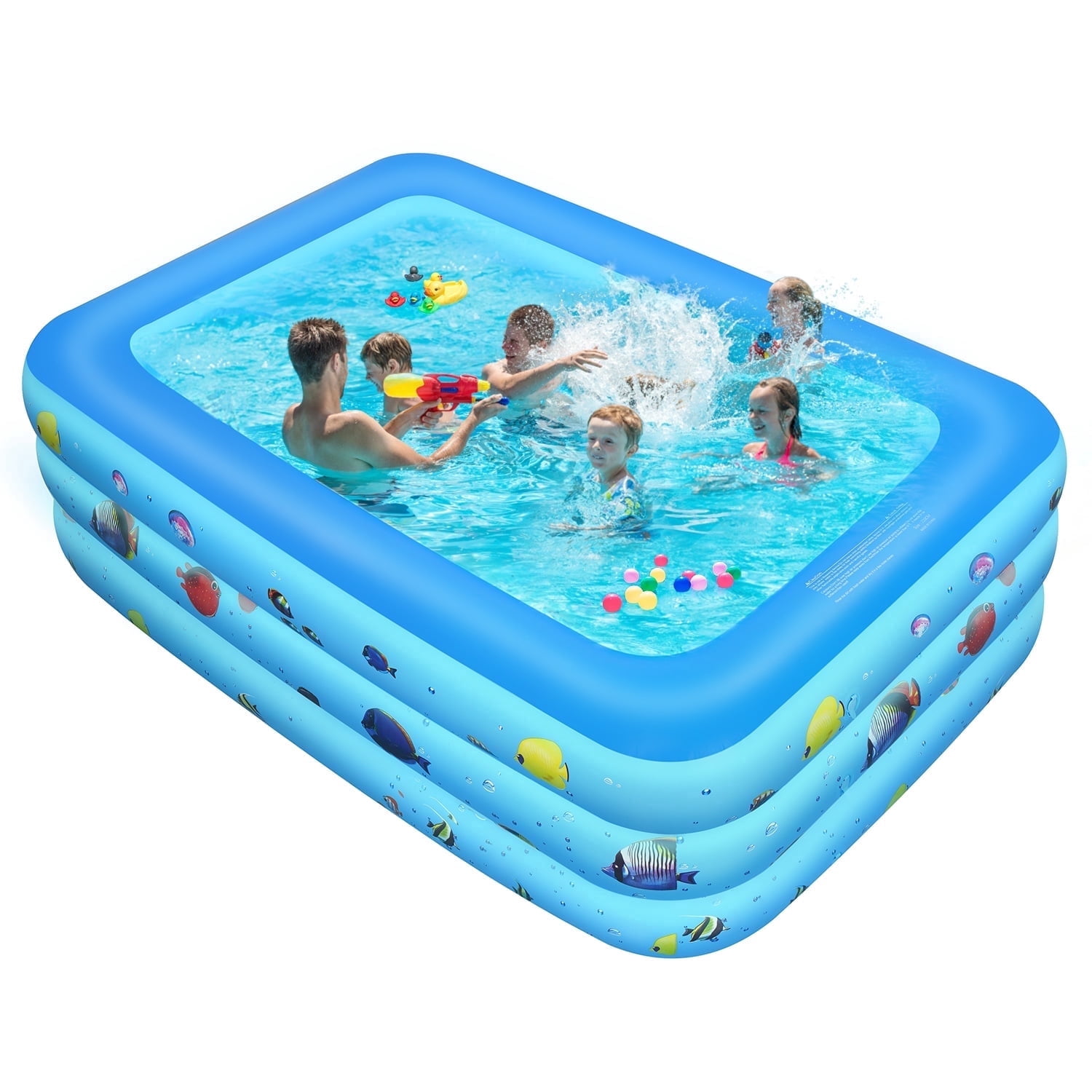 GVDV Inflatable Pool, Durable Thickened Blow up Kiddie Pool for Kids, Toddlers and Adults, BPA-Free Family Swimming Pool, 6.9 x 5 x 1.8 ft, Blue