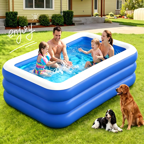 GVDV Inflatable Pool, Durable Thickened Blow up Kiddie Pool for Kids, Toddlers and Adults, BPA-Free Family Swimming Pool, 6.9 x 5 x 1.8 ft, Blue