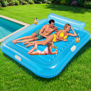 GVDV Inflatable Tanning Pool Lounger Float, 79" x 63" Extra Large Size Suntan Tub for Adult, Blue