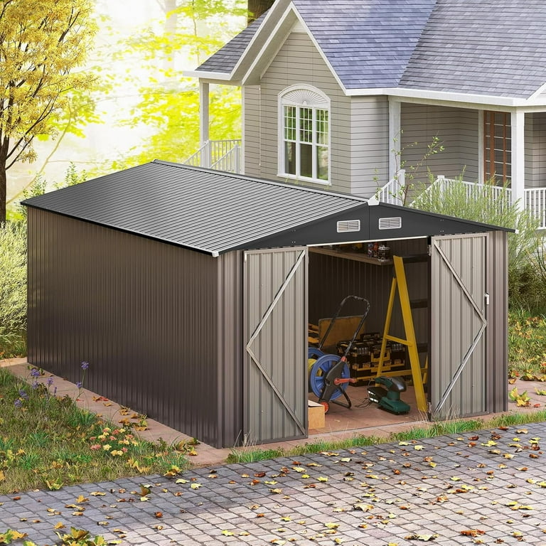 GVDV Outdoor Metal Storage Shed 14 x 10 ft, Storage House Metal