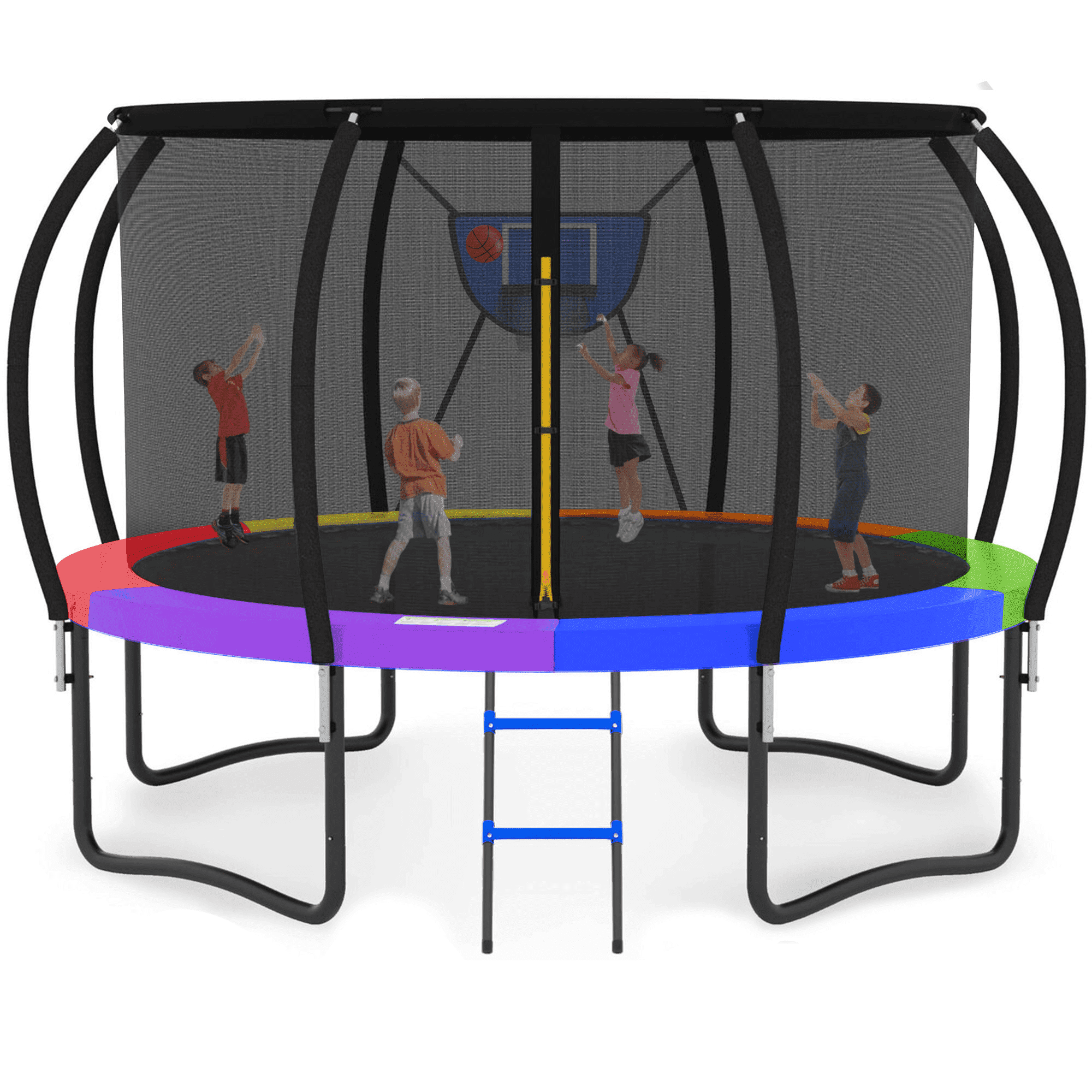 GVDV Outdoor Trampoline, 12' Backyard Recreational Trampoline with Enclosure for Kids & Adults
