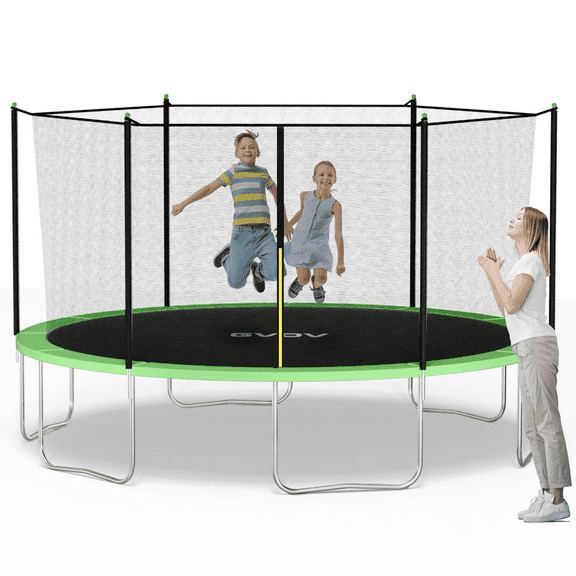 GVDV Outdoor Trampoline, 14' Backyard Recreational Trampoline with Enclosure for Kids & Adults
