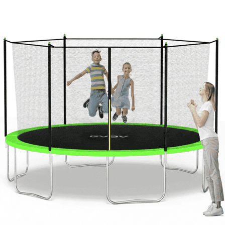 GVDV Outdoor Trampoline, 14' Backyard Recreational Trampoline with Enclosure for Kids & Adults