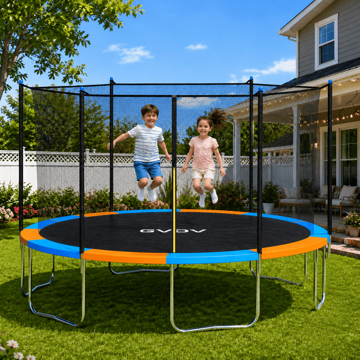GVDV Outdoor Trampoline, 14' Backyard Recreational Trampoline with