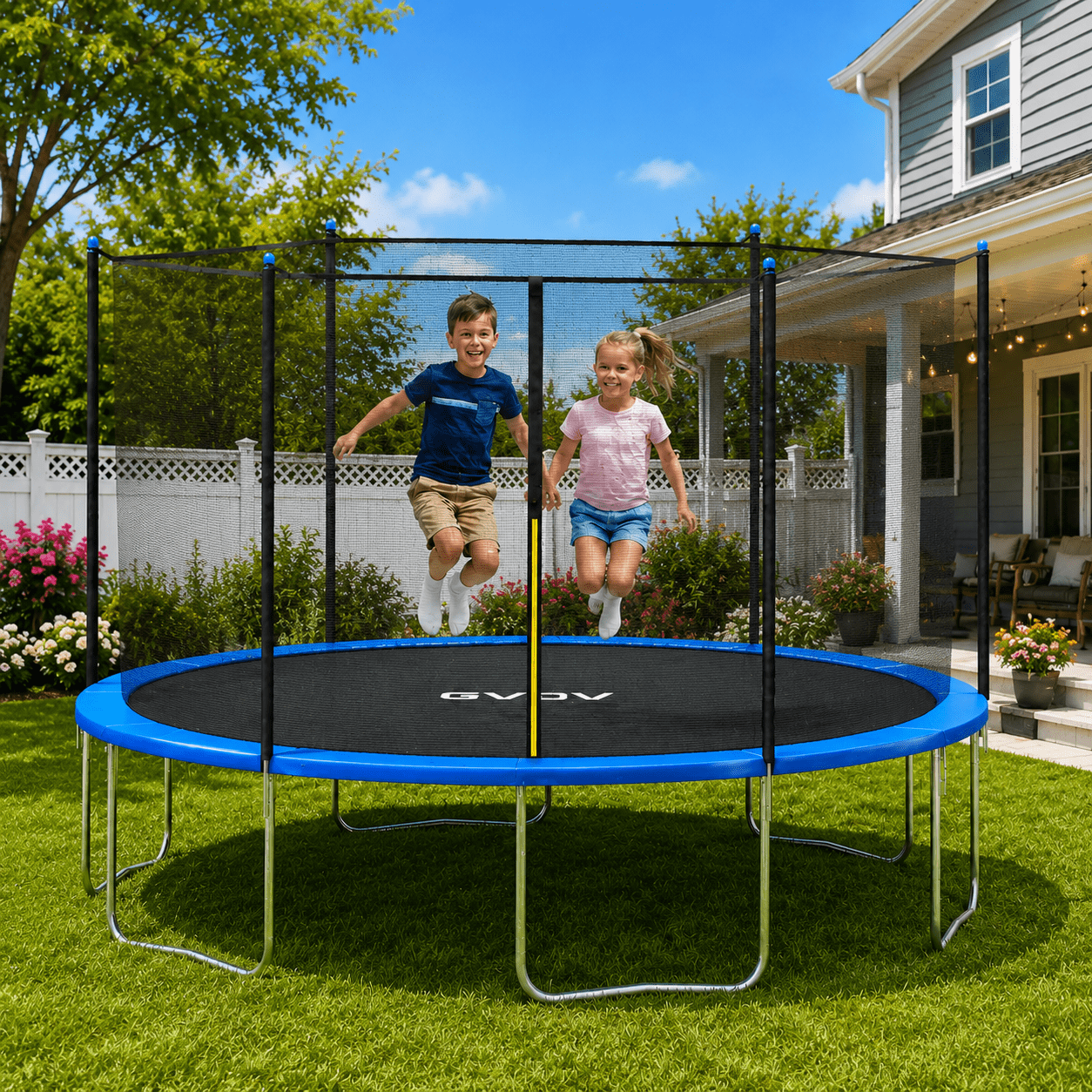 GVDV Outdoor Trampoline, 14' Backyard Recreational Trampoline with