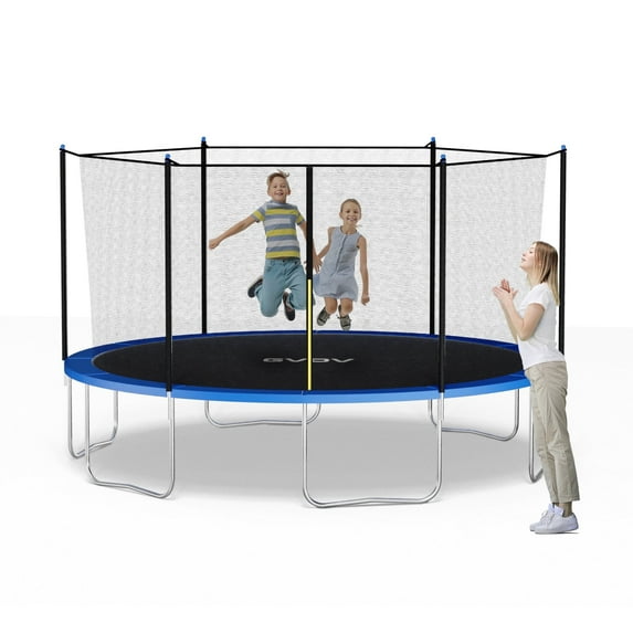 GVDV Outdoor Trampoline, 14' Backyard Recreational Trampoline with Enclosure for Kids & Adults