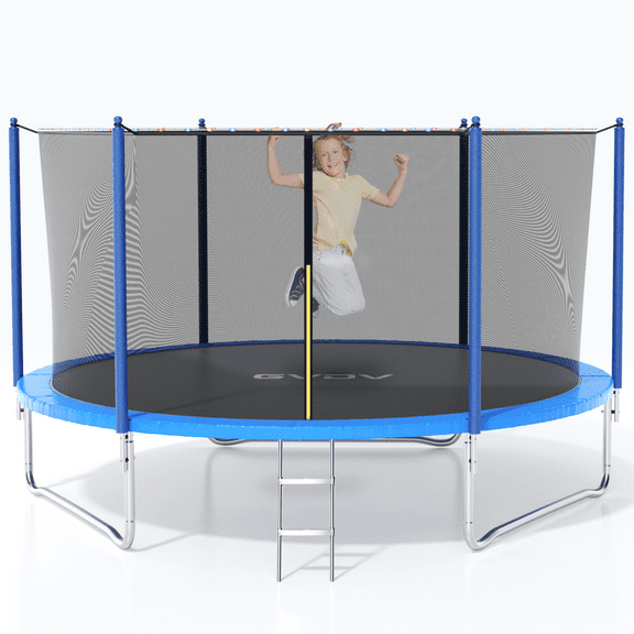 GVDV Outdoor Trampoline, 8' Backyard Recreational Trampoline with Enclosure for Kids & Adults