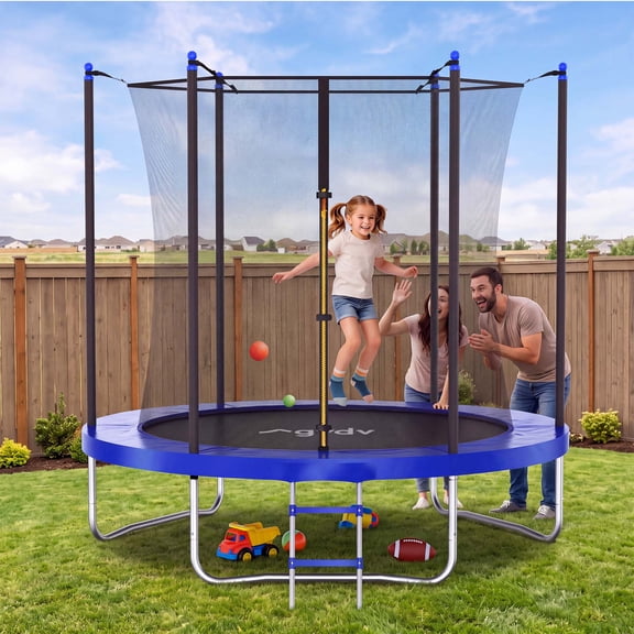 GVDV Outdoor Trampoline, 8' Backyard Recreational Trampoline with Enclosure for Kids & Adults