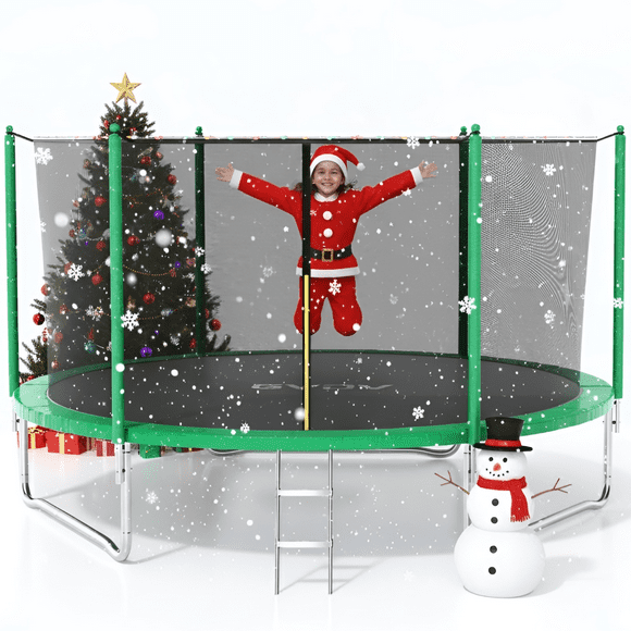 GVDV Outdoor Trampoline, 8' Backyard Recreational Trampoline with Enclosure for Kids & Adults