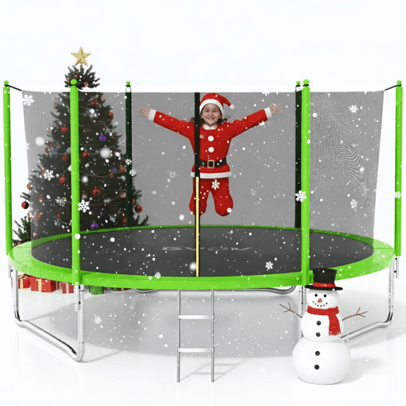 GVDV Outdoor Trampoline, 8' Backyard Recreational Trampoline with Enclosure for Kids & Adults