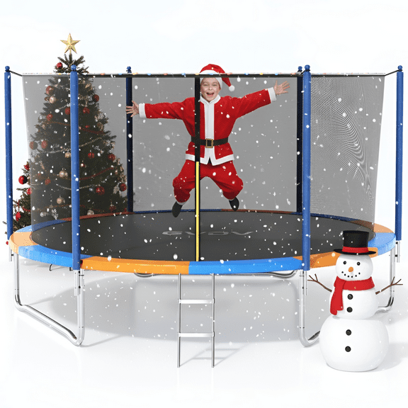 GVDV Outdoor Trampoline, 8' Backyard Recreational Trampoline with Enclosure for Kids & Adults