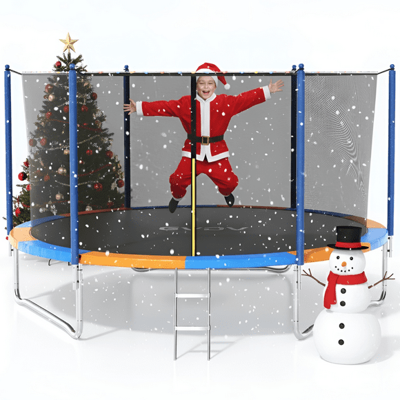 GVDV Outdoor Trampoline, 8' Backyard Recreational Trampoline with Enclosure for Kids & Adults