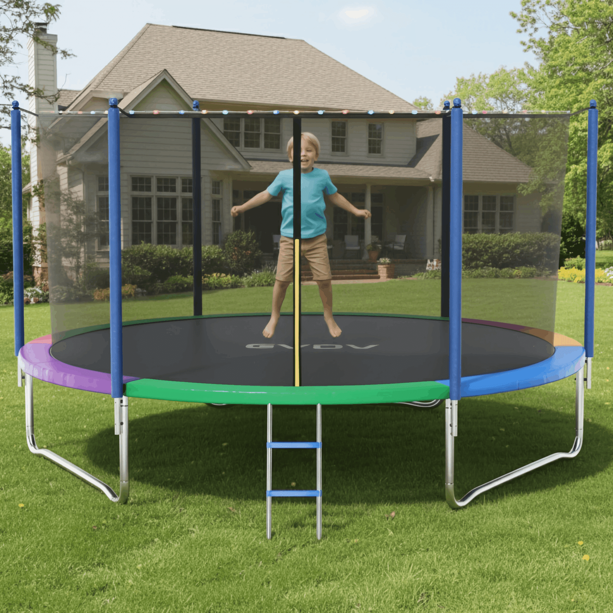GVDV Outdoor Trampoline, 8' Backyard Recreational Trampoline with