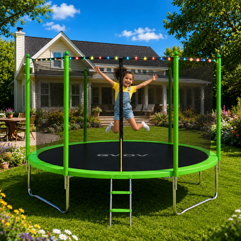 GVDV Outdoor Trampoline, 10' Backyard Recreational Trampoline with