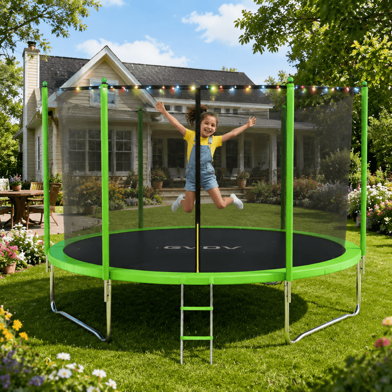 GVDV Outdoor Trampoline, 10' Backyard Recreational Trampoline with