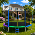 thumbnail image 1 of GVDV Outdoor Trampoline, 10' Backyard Recreational Trampoline with Enclosure for Kids & Adults, 1 of 9