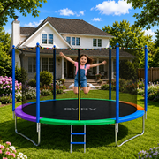 GVDV Outdoor Trampoline, 10' Backyard Recreational Trampoline with Enclosure for Kids & Adults