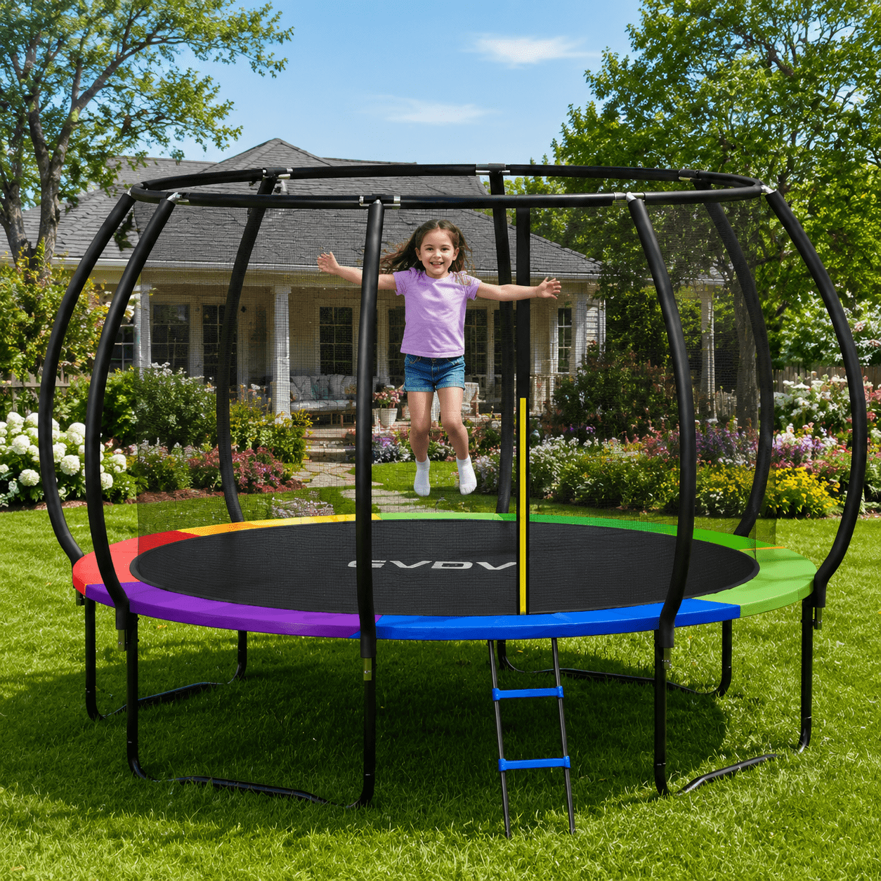 GVDV Outdoor Trampoline, 10' Backyard Recreational Trampoline with
