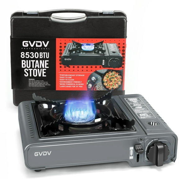 GVDV Portable Camping Stove, 1 Burner Butane Gas Stove with Updated Carrying Case