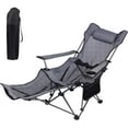 thumbnail image 1 of GVDV Portable Folding Camping Chair, Reclining Camping Chair with Removable Footrest Lounge Chair with Headrest, Cotton Cushion, Portable Adjustable Folding Chairs for Adults, 1 of 7