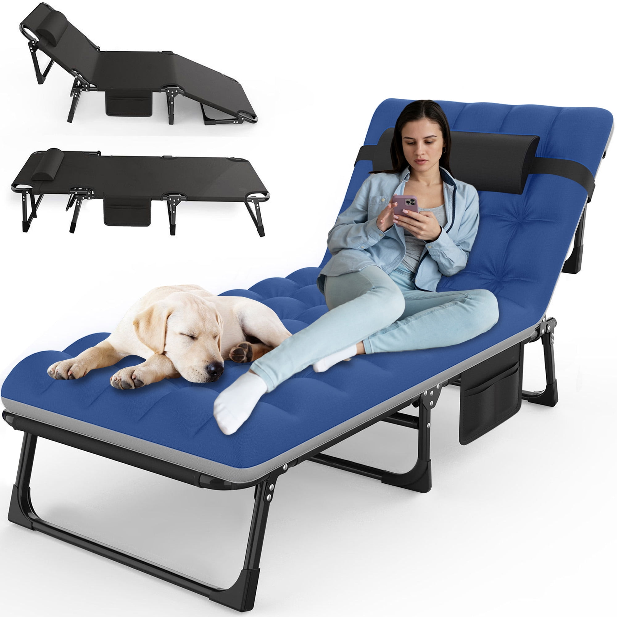 GVDV Multi-Position Folding Camping Cot – Oversized Lounge Bed