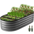 thumbnail image 1 of GVDV Raised Garden Bed Outdoor, 4x2x1ft Backyard Oval Metal Raised Bed with Easy Assembly, Garden Bed for Gardening Vegetables, Fruits, Flowers - Dark Gray, 1 of 8