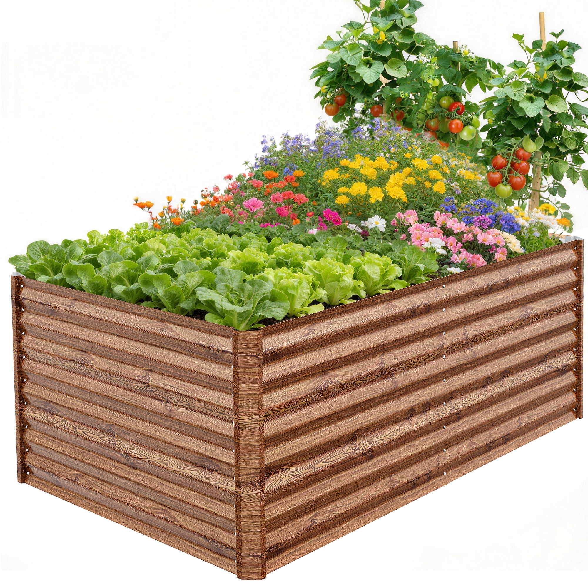 GVDV Raised Garden Bed 6x3x2ft Outdoor, Metal Raised Bed Kit for Backyard, Deep Root Planter Box for Gardening Vegetables, Fruits, Flowers, Rust-Proof, Easy Assembly