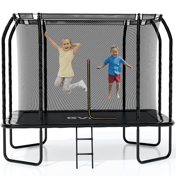 GVDV Trampoline for kids, 7 x 10 FT Rectangle Outdoor Trampoline with Safety Enclosure Net