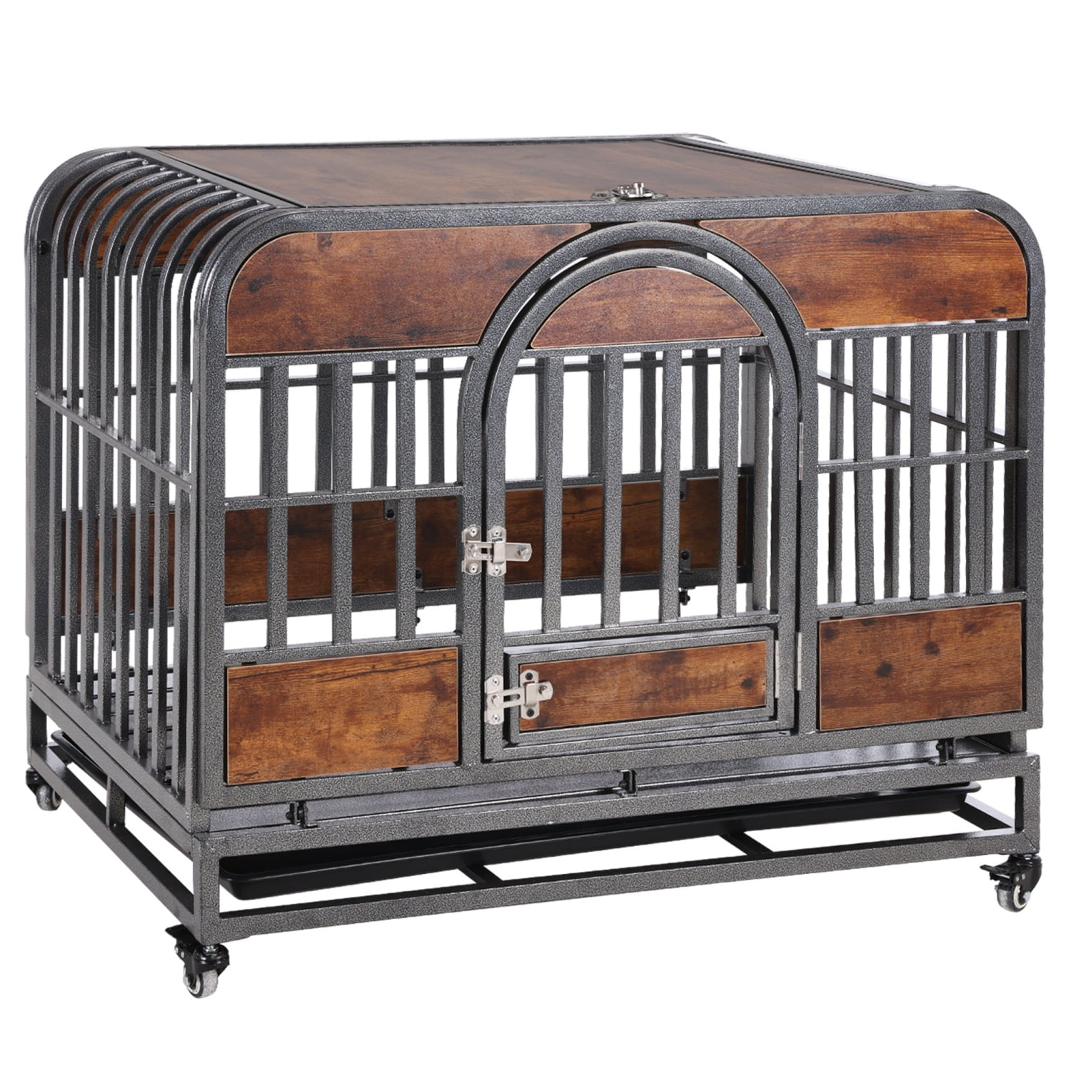 GVJMTKP 37in Heavy Duty Dog Crate Style Dog Crate with Removable Trays