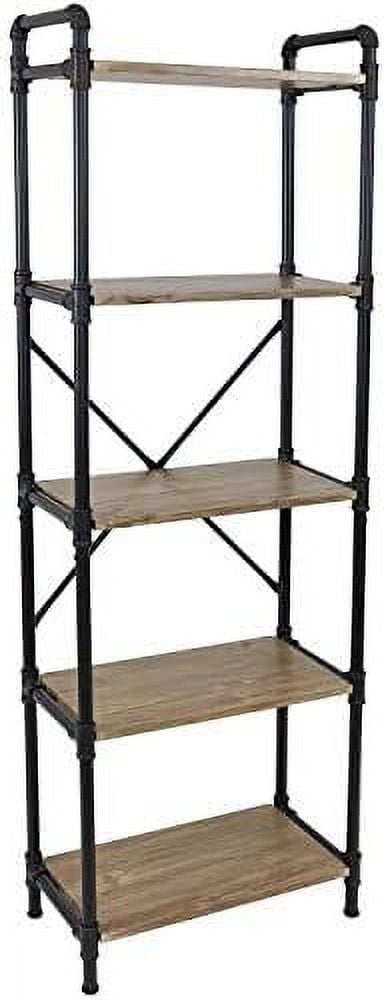 GVJMTKP 5-Tier Freestanding Industrial Bookshelf - Black Pipe Style ...