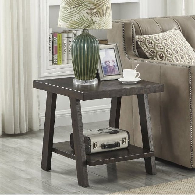 GVJMTKP Athens Contemporary TwoTone Wood End Table in Weathered Walnut