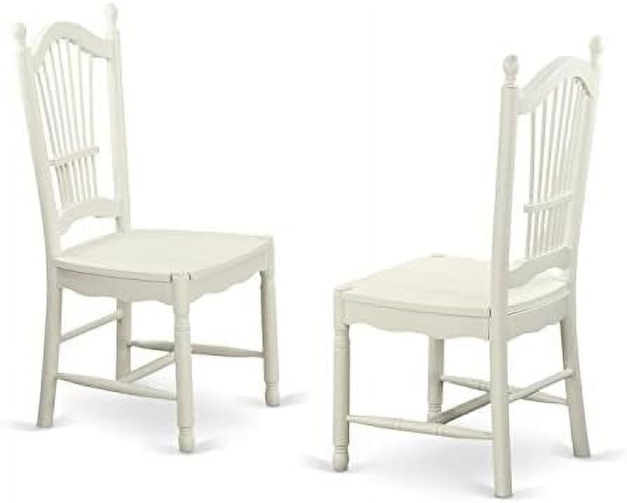 Linen White Dover Dining Chairs with High Slat Wood Seat, Set of 2