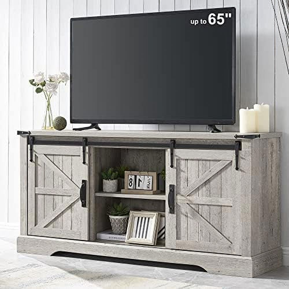 GVJMTKP TV Stand for 65+ Inch TV Modern Farmhouse Entertainment Center