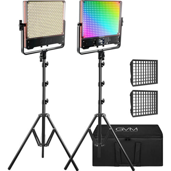 GVM 50SM 50W Bi-Color RGB Double-Sided Soft LED Panel 2-Light Kit
