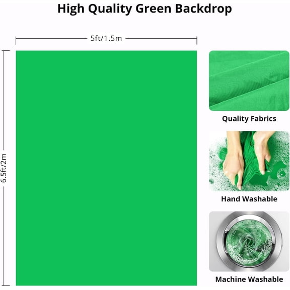 GVM 5X6.5ft Green Screen Backdrop with Stand Kit