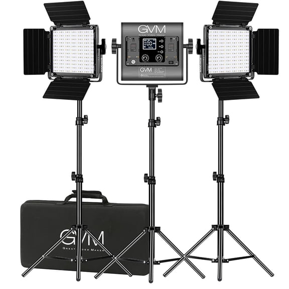 GVM 800D-RGB LED Studio 3-Video Light Kit