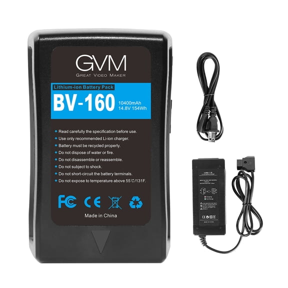 GVM BV-160 160Wh 14.8V 10400mAh Lithium-Ion V-Mount Battery with D-Tap and DC Outputs